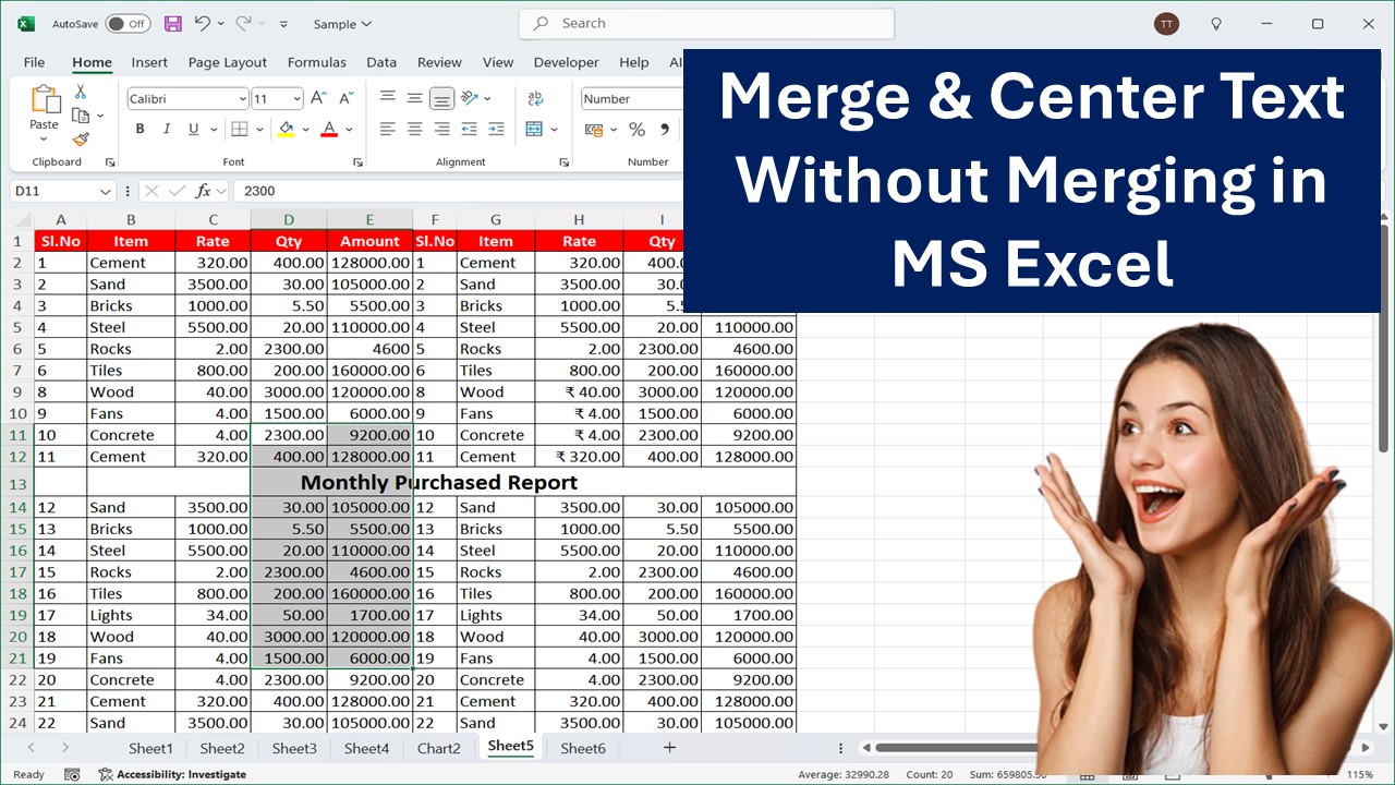 How to Merge and Center Text Without Merging in MS Excel ?