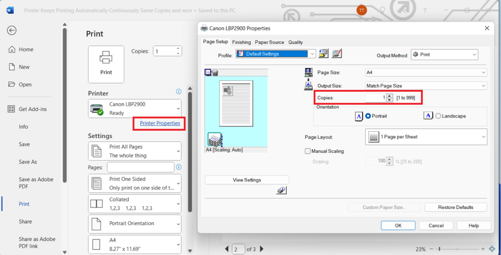 How to fix Printer Keeps Printing Automatically Continuously Same Copies and won’t stop