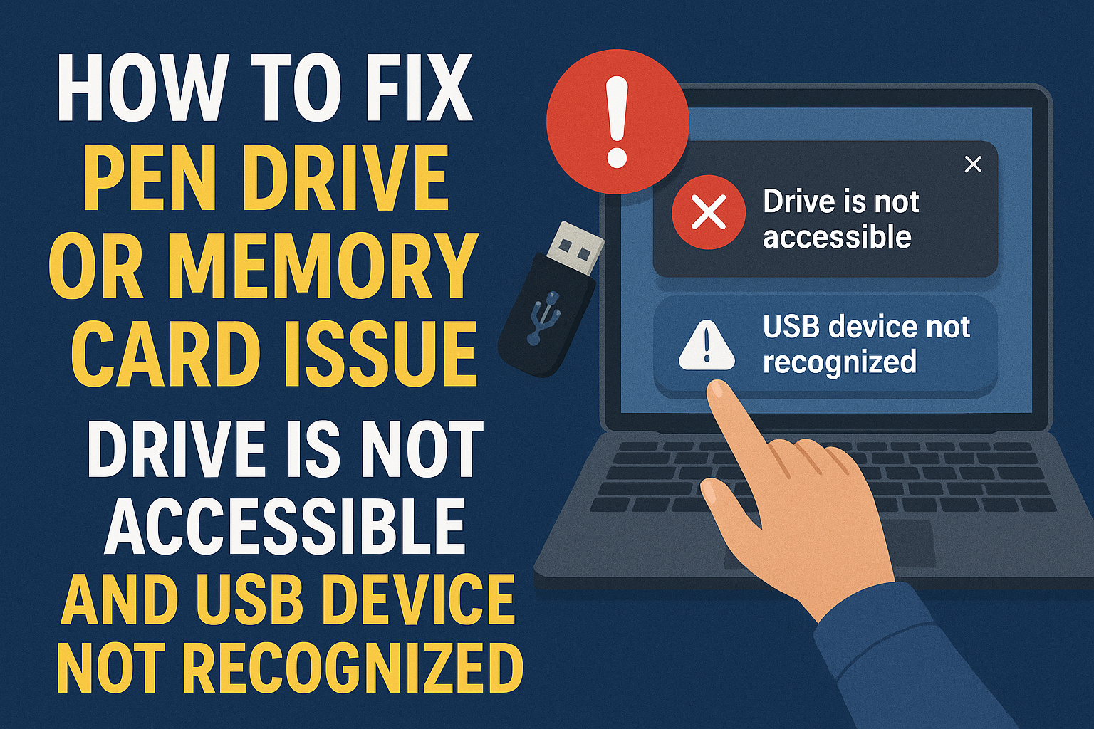 How to Fix Pen Drive or Memory Card Issue Drive is Not Accessible and USB Device Not Recognized?